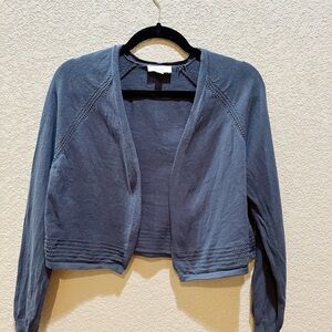 Loft Cropped Cardigan, Denim Blue, Size Medium